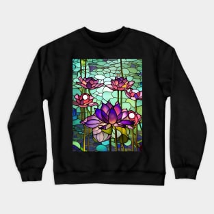 Stained Glass Lotus Flowers Crewneck Sweatshirt